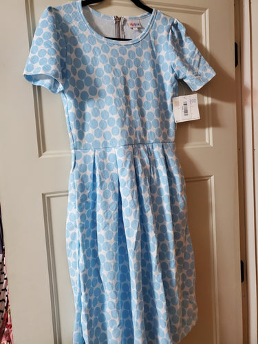 Size S Lularoe Blue Polka Dot Amelia Dress