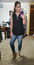 Load image into Gallery viewer, Get their Attention Black Eyelet Detailed Tank