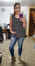 Load image into Gallery viewer, Black/White Stripe Luxe Tank