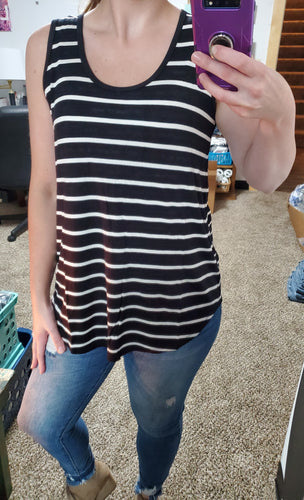 Black/White Stripe Luxe Tank