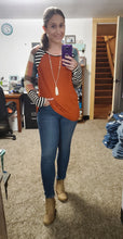 Load image into Gallery viewer, Fall Rust Teal Plaid Stripe Raglan Top