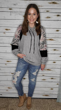 Load image into Gallery viewer, Soft Grey Multi-color Leopard Colorblock Cowlneck Top