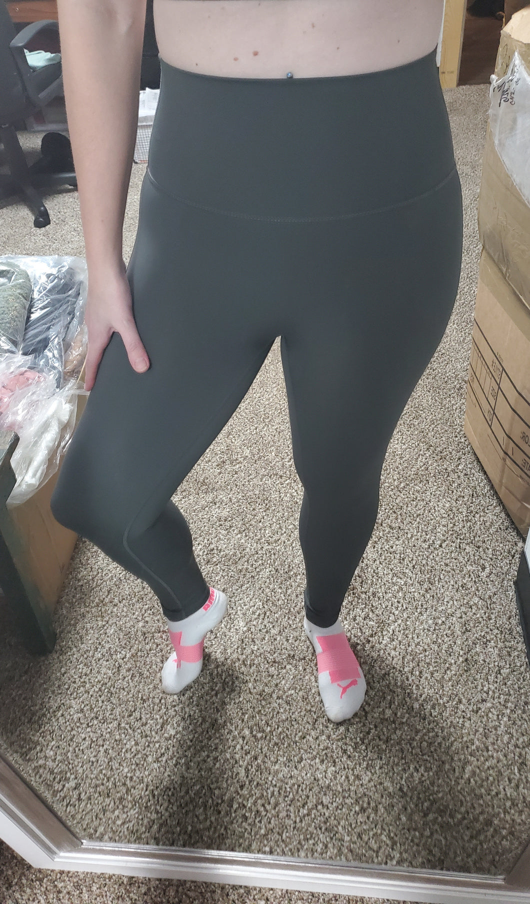 Dk Grey Activewear Zena Yoga Band Leggings