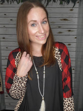 Load image into Gallery viewer, Red/Black Buffalo Plaid Leopard Soft Dolman