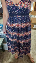 Load image into Gallery viewer, Summer Navy Floral Tank Maxi Dress