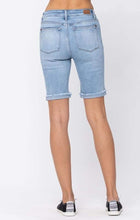 Load image into Gallery viewer, Judy Blue Light Wash Destroyed Bermuda Shorts
