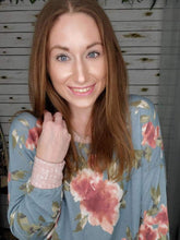 Load image into Gallery viewer, Soft Blue Pink Floral Sweater