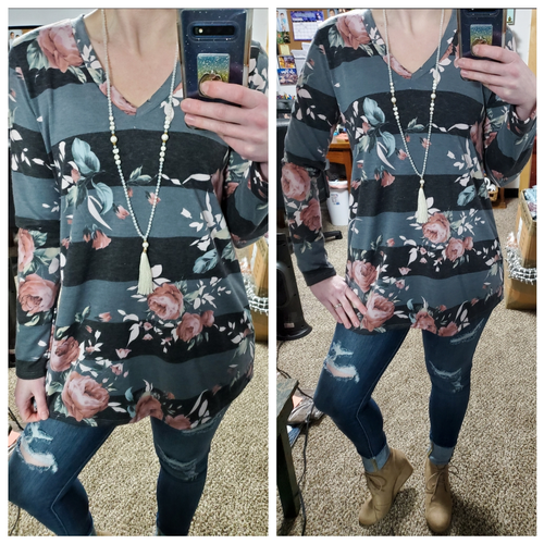 Completely Obsessed Stripe Floral Top