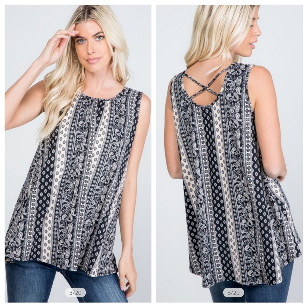 Black Bohemian Paisley Tank