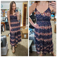 Load image into Gallery viewer, Summer Navy Floral Tank Maxi Dress