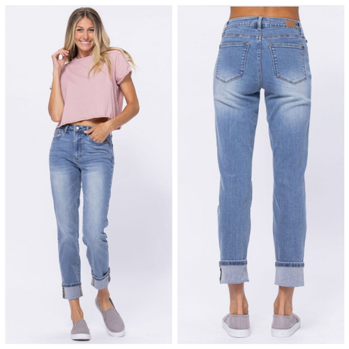Judy Blue Hi-Rise Vintage Wash Boyfriend Jeans