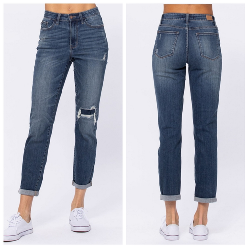Judy Blue Destroy Knee Patch Boyfriend Jeans