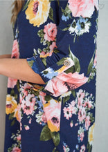Load image into Gallery viewer, Spring Navy Pink Floral Blouse