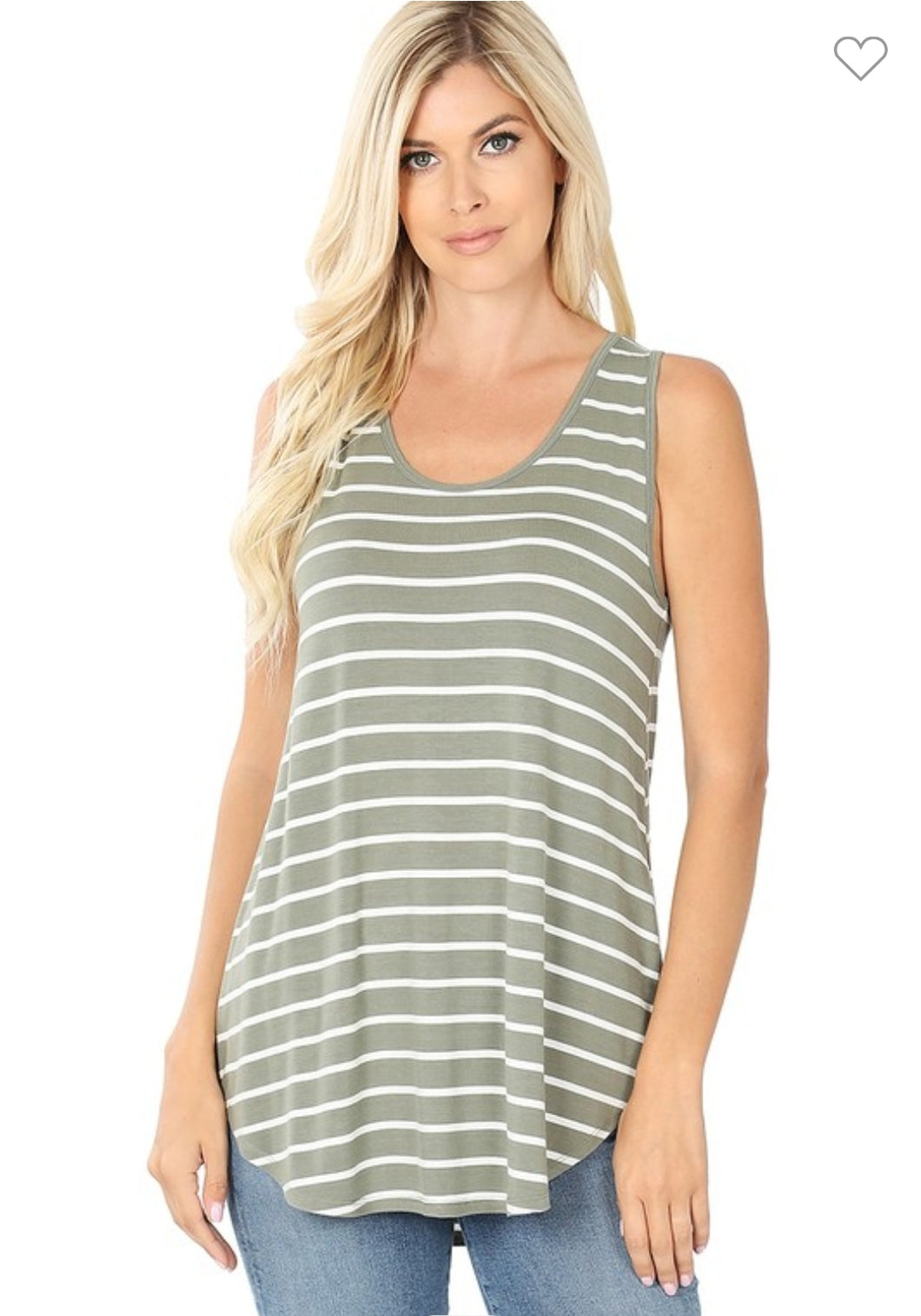 Light Olive Stripe Luxe Tank