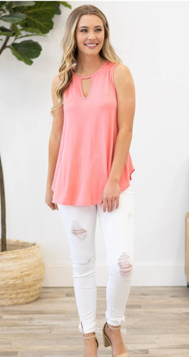 Coral Pink Keyhole Lexie Tank