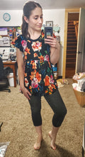 Load image into Gallery viewer, Black Summer Floral Babydoll Top