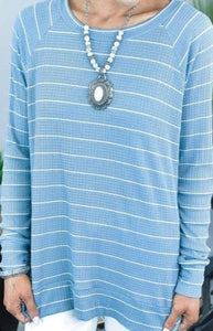 Spring Blue Stripe Long Sleeve Tunic