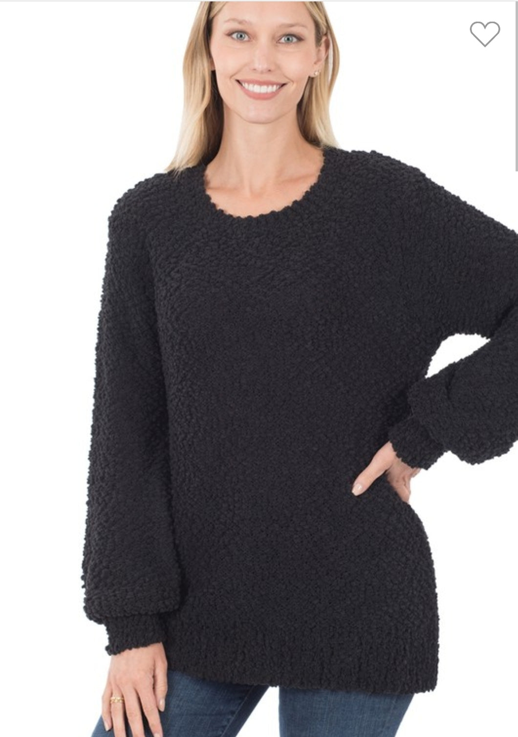 Ultra Soft Black Popcorn Sweater