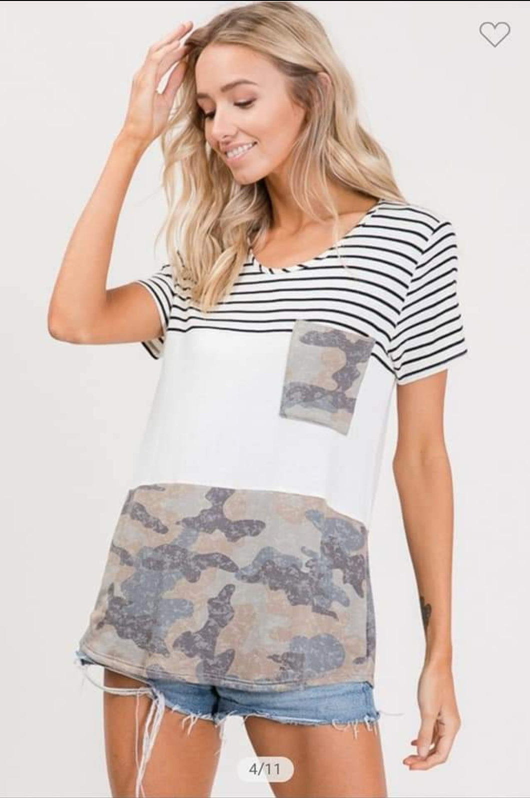 Camo Stripe Contrast Bella Tee