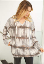 Load image into Gallery viewer, Grey Tie Dye Paisley Soft Hoodie