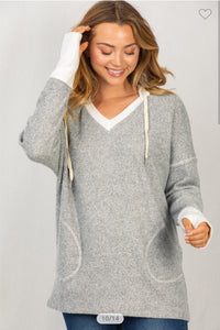 Ultra Soft Heather Grey Thumbhole Hoodie