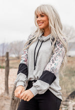 Load image into Gallery viewer, Soft Grey Multi-color Leopard Colorblock Cowlneck Top