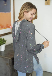 Soft Dk Grey Paint Splatter Hoodie