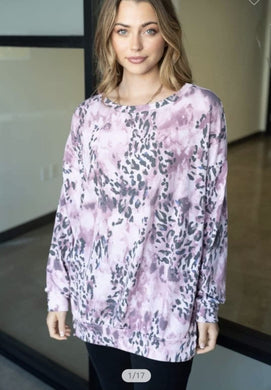 Soft Mauve Leopard Pullover